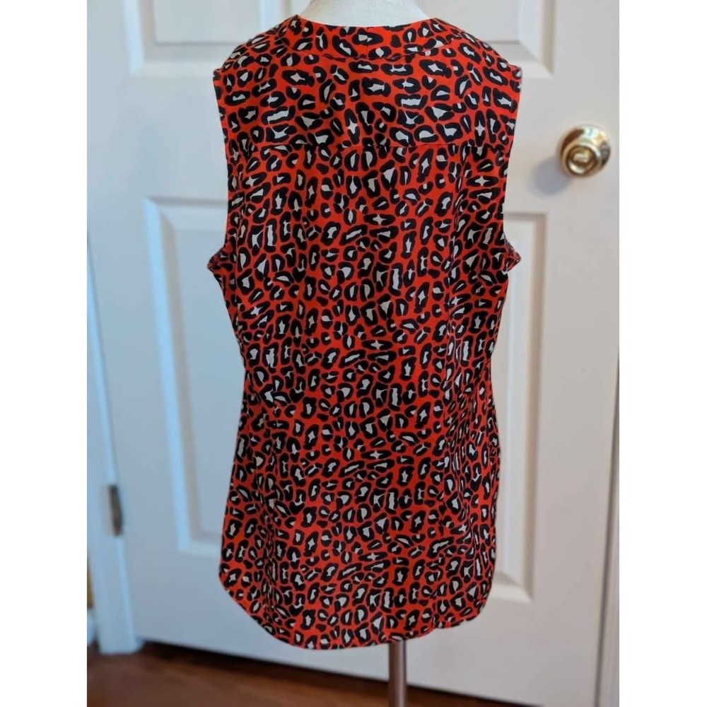 Banana Republic Leopard Print Blouse Womens Size 0 Orange Black Sleeveless Top - Picture 3 of 6